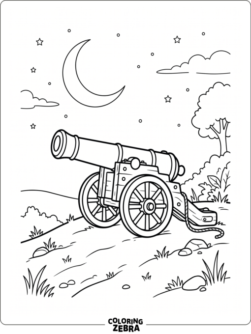 Iftar cannon on a small hill at sunset