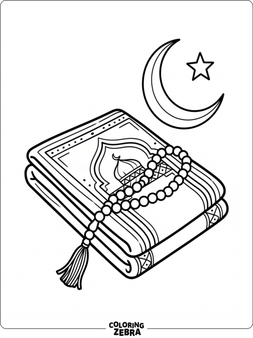 Prayer mat with beads and moon