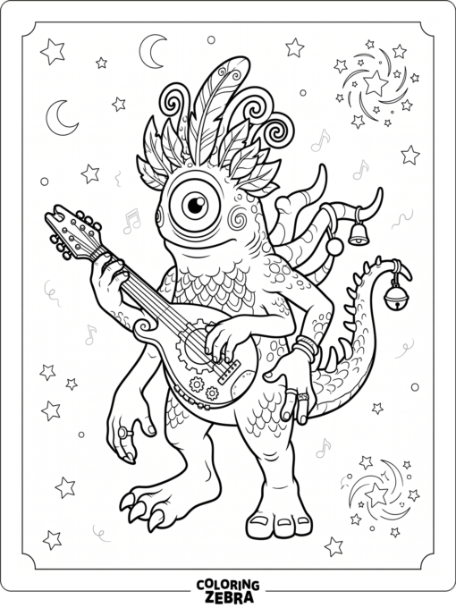 A rare monster with unusual features and a starry background