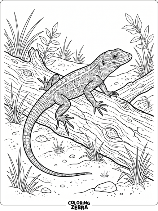 A real lizard resting on a log