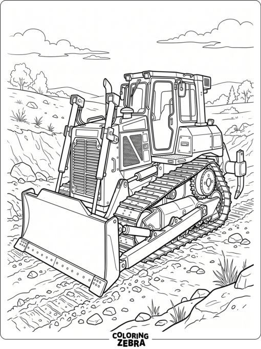 Realistic bulldozer with clean mechanical details