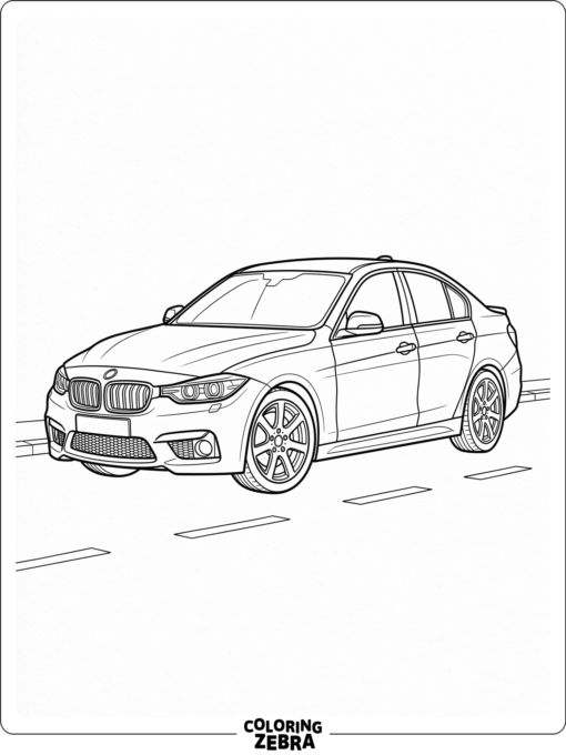 A realistic sedan with detailed front features