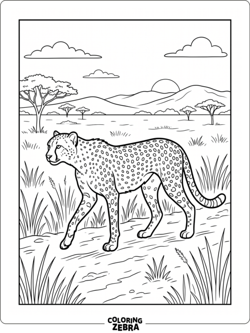 A realistic cheetah walking through savanna grass