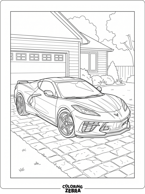 A detailed Corvette parked on a driveway