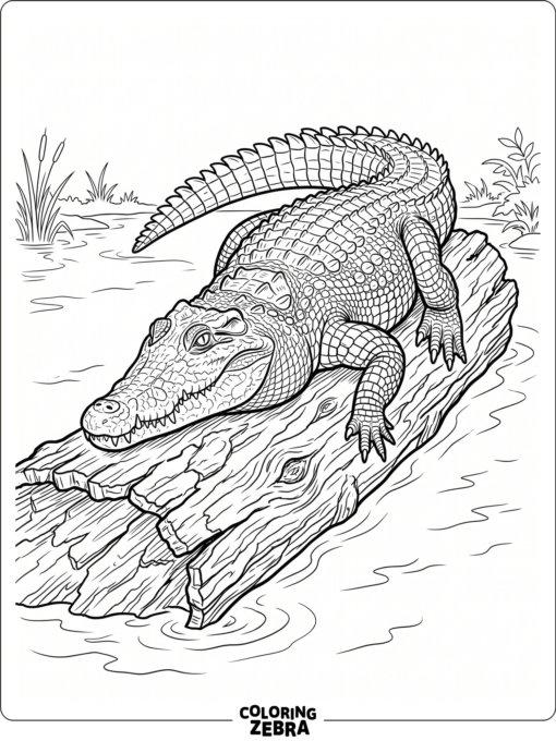 A realistic crocodile lying on a log