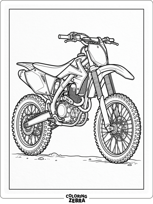Realistic dirt bike with engine and spoke details
