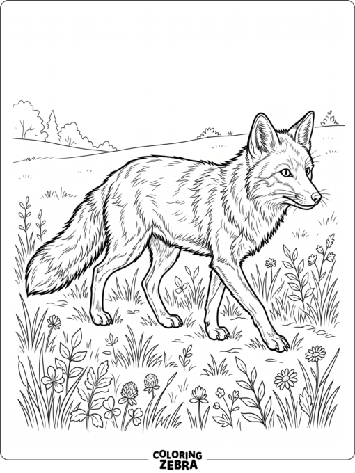 A realistic fox walking through grass