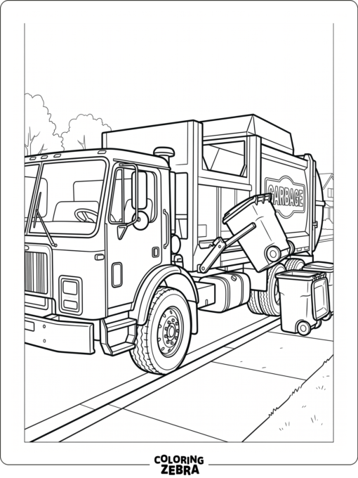 A detailed garbage truck parked by the curb