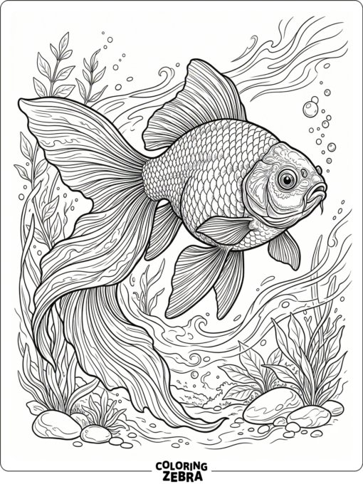 A realistic goldfish with detailed scales