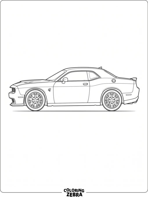 Realistic Hellcat car in side profile with clean details