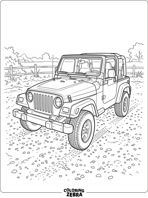 Detailed Jeep on a Gravel Lot