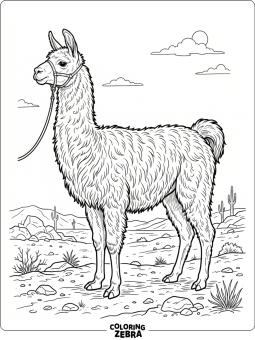 A realistic llama standing in profile