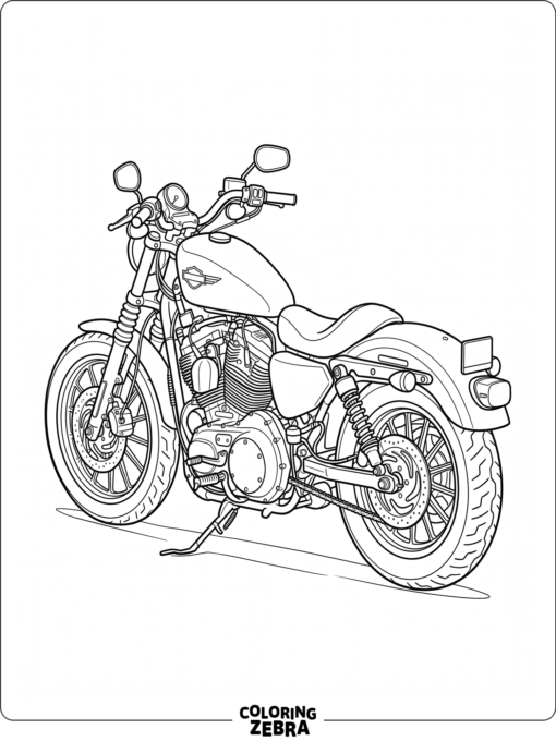A realistic motorcycle with detailed engine parts