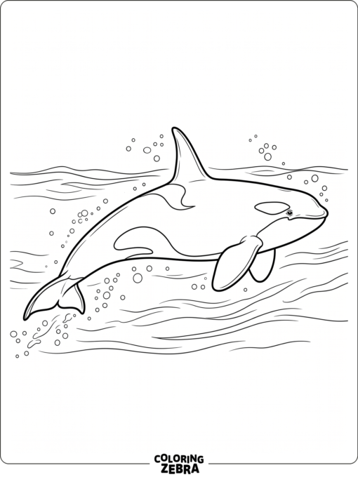 A realistic orca swimming through deep water