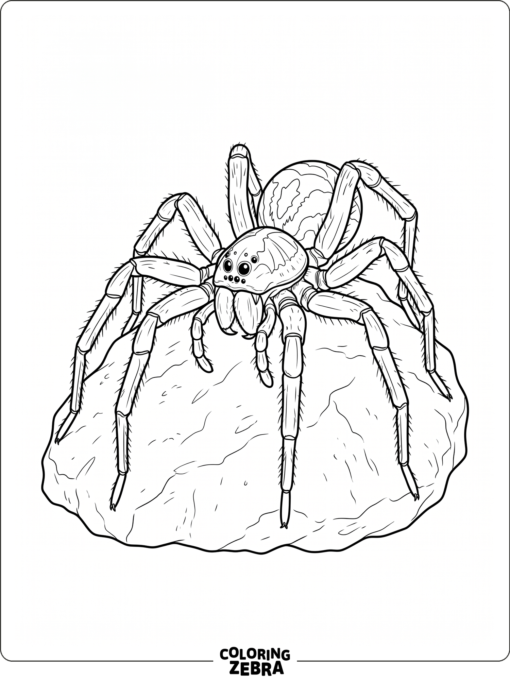 A realistic spider standing on a rock