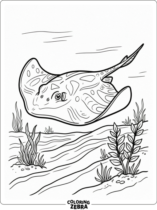 A lifelike stingray swimming over sand