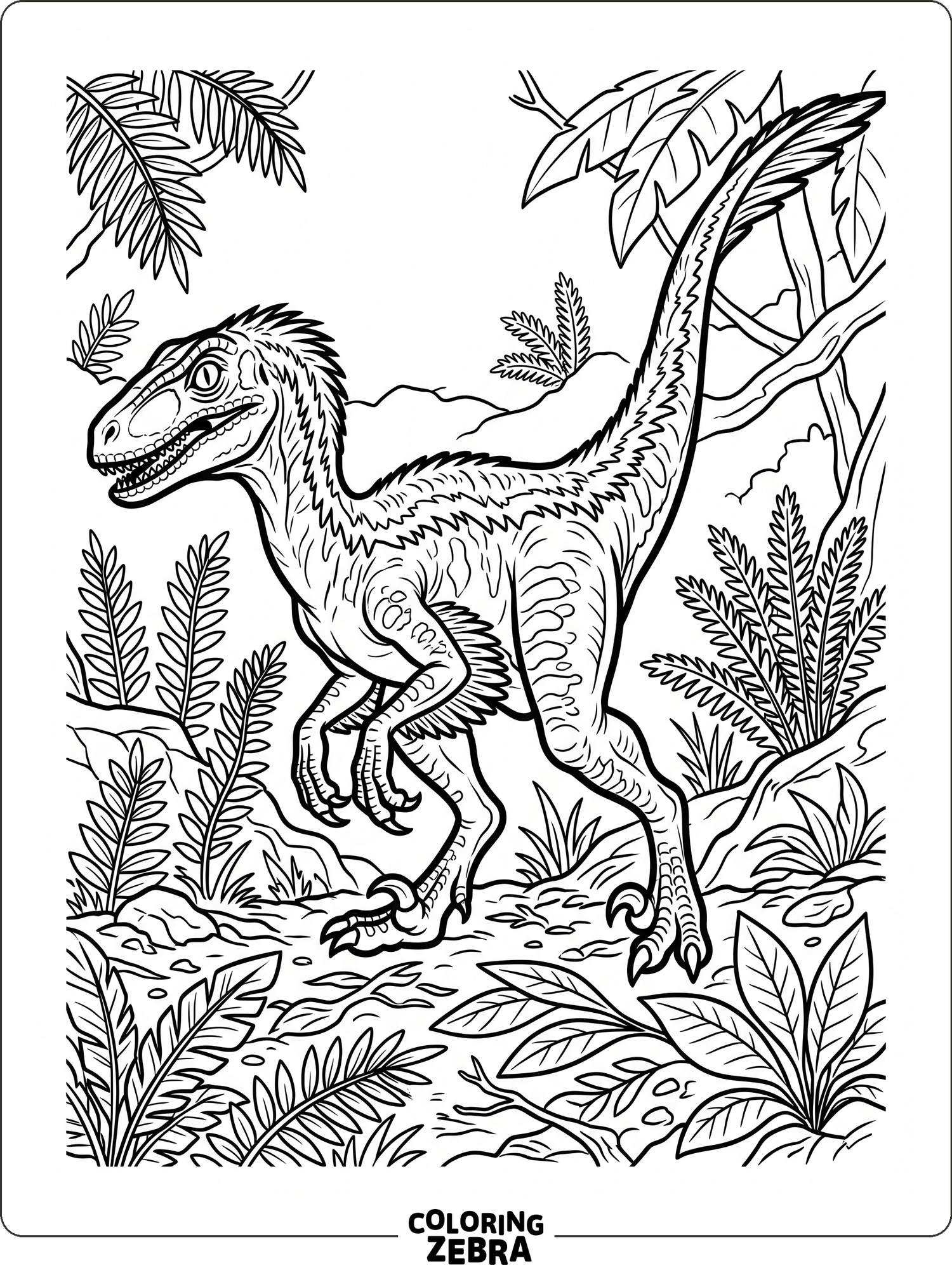 Zebra Raptor 34 Free Velociraptor Coloring Pages - Printable PDF Sheets