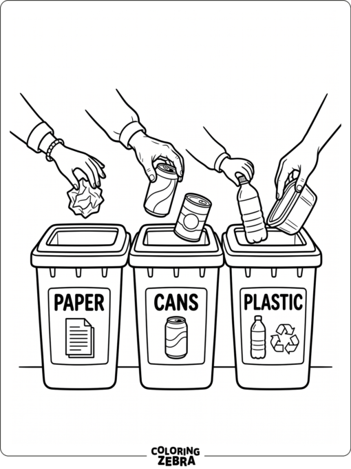 Hands Sorting Recycling Items