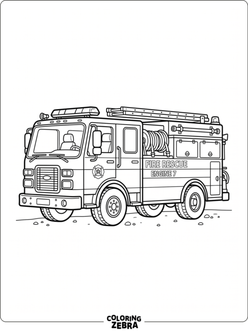 Bright red fire truck with white stripe