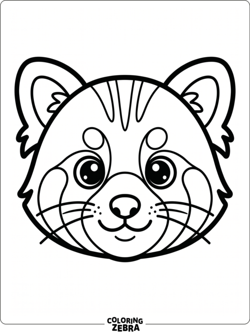 A simple red panda face with bold eyes