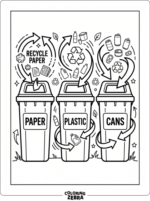 Recycling Bins With Labels