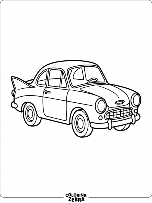 Retro car with fins and round headlights