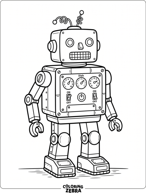 Retro robot with dials and antenna