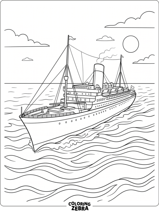 A large ocean liner moving through gentle waves