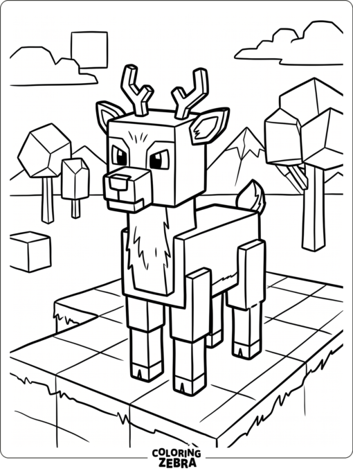A blocky deer character in a game style