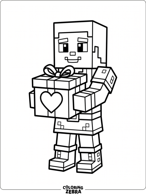 A game character holding a heart gift box