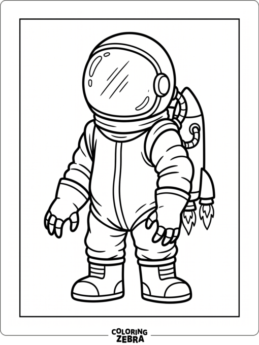 Robot astronaut in a helmet with a rocket pack