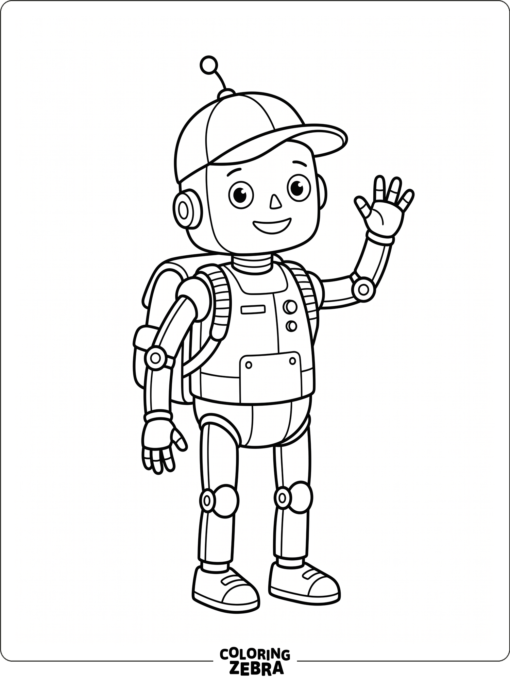 Boy robot with a cap and backpack