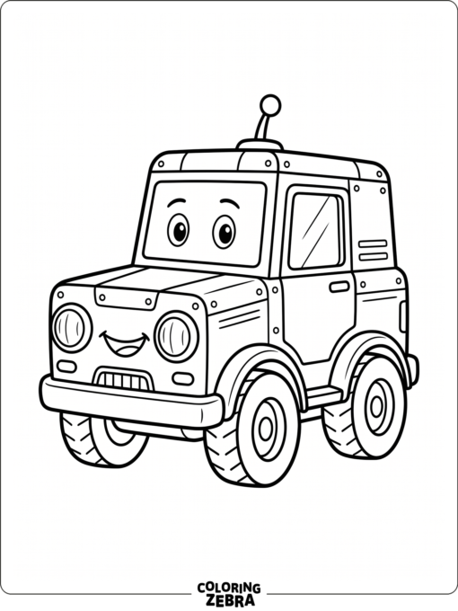 Boxy robot car with headlights