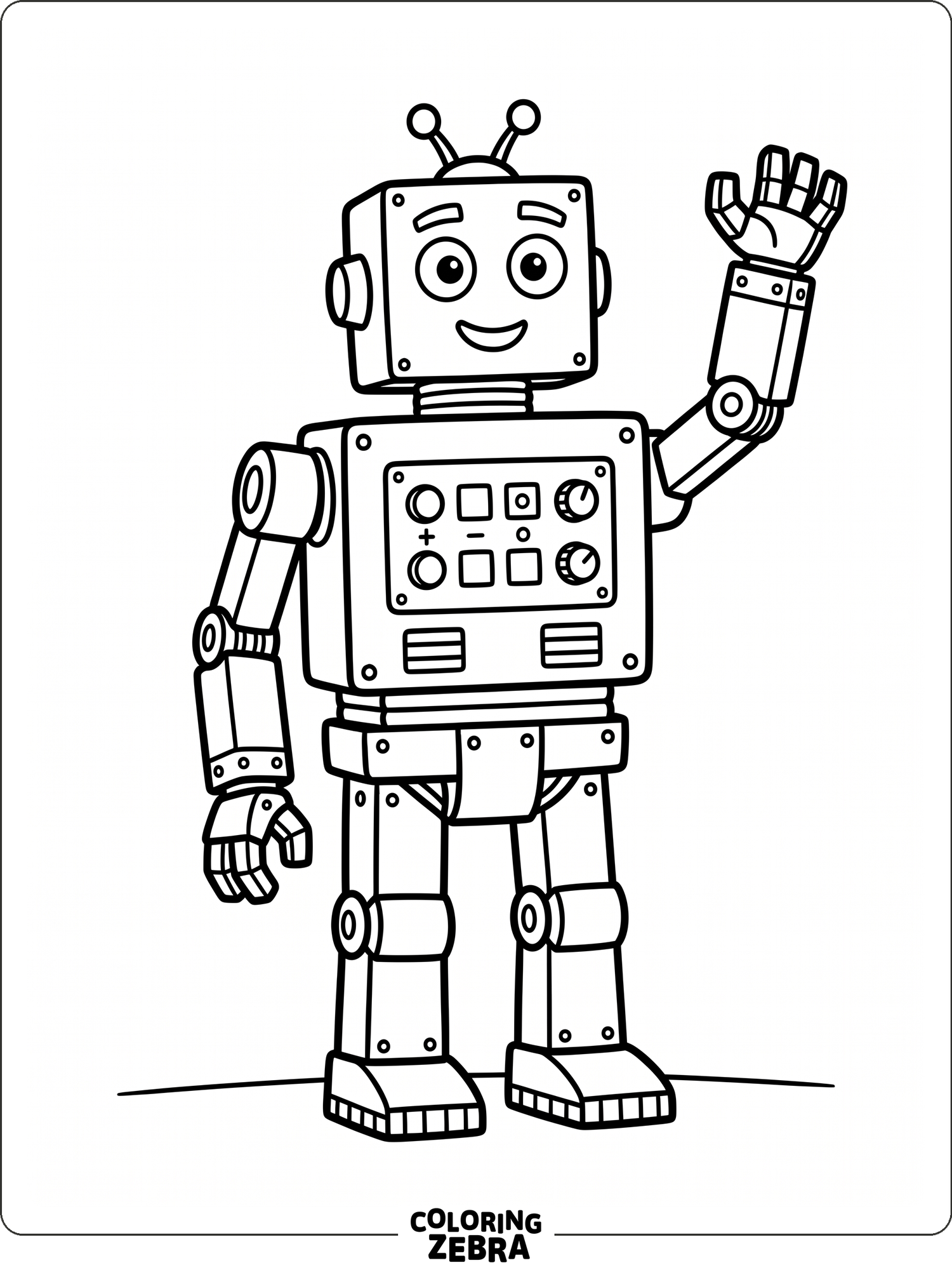Boxy robot with one raised arm