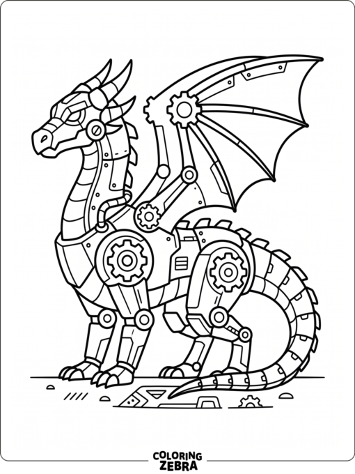 Robot dragon with wings and gears