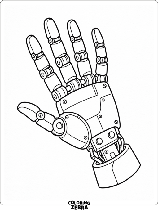 Detailed robot hand with segmented fingers