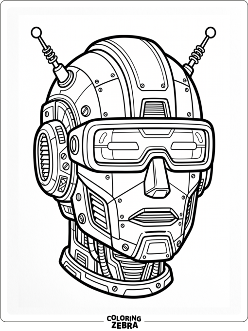 Robot head with antennas and visor