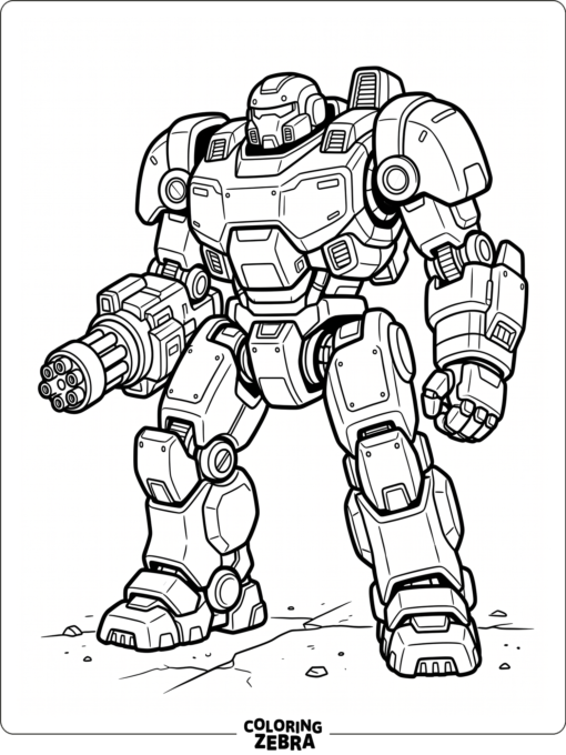 Large robot mech in a strong stance