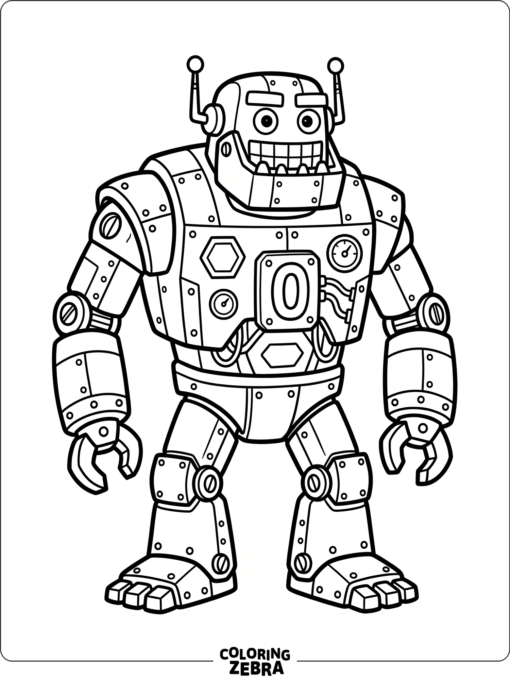 A robot monster with bolts and metal panels