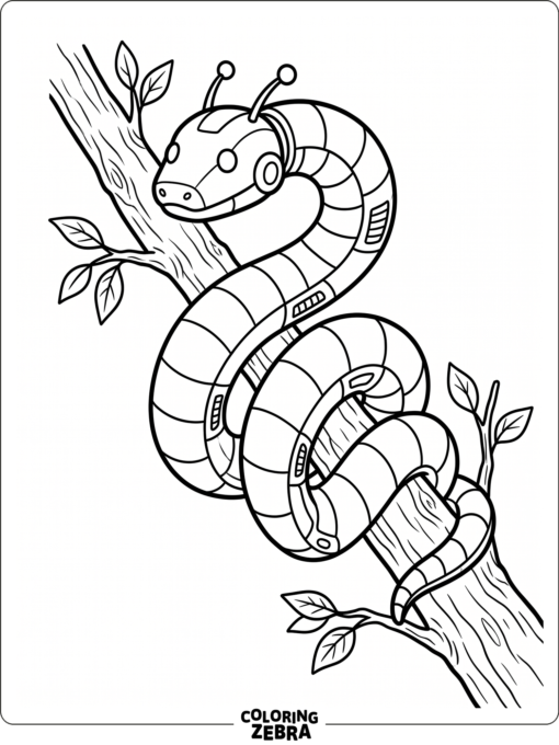 Coiled robot snake on a branch