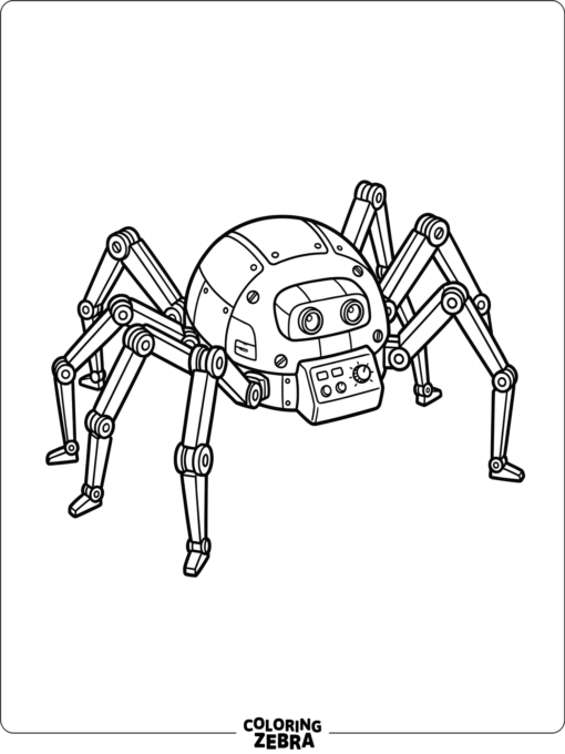 A robot spider with mechanical legs and a control panel