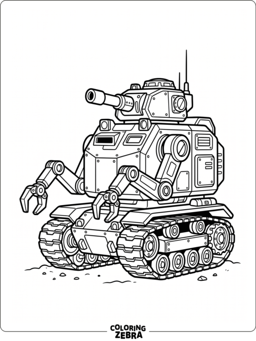 Robot tank with mechanical arms and sturdy treads