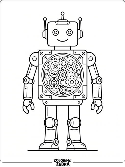 Robot with exposed gears and cogs