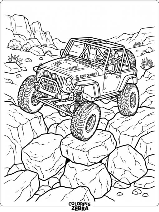 Rock Crawler Jeep on Boulders