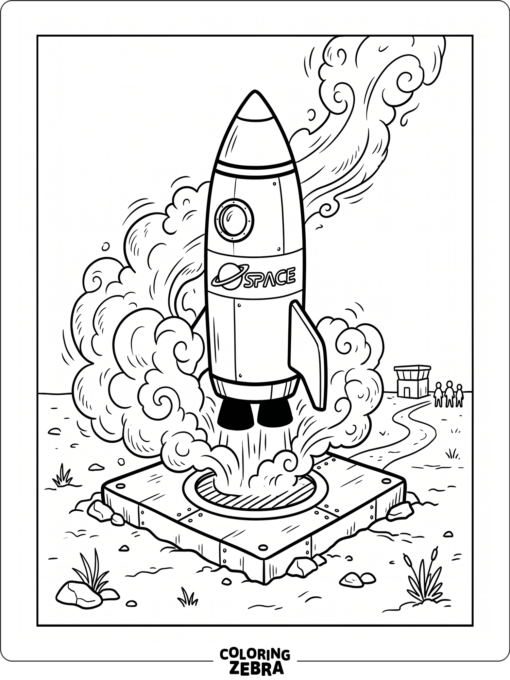 Rocket landing on a launch pad