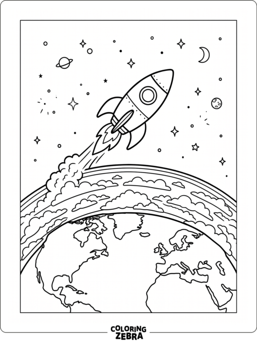 Rocket soaring over Earth