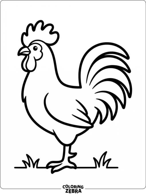 A rooster silhouette stands out with clean edges on a blank background.