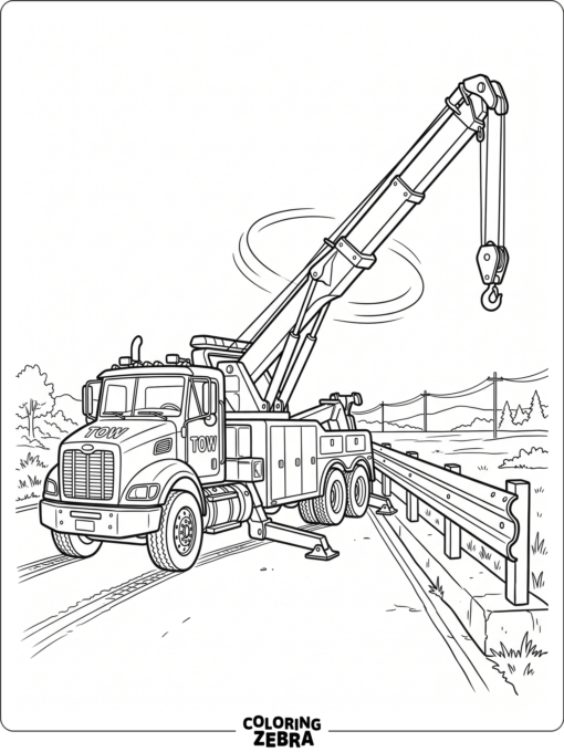A rotator tow truck with a turning crane arm