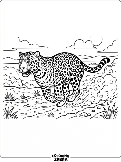 A jaguar sprinting across open ground