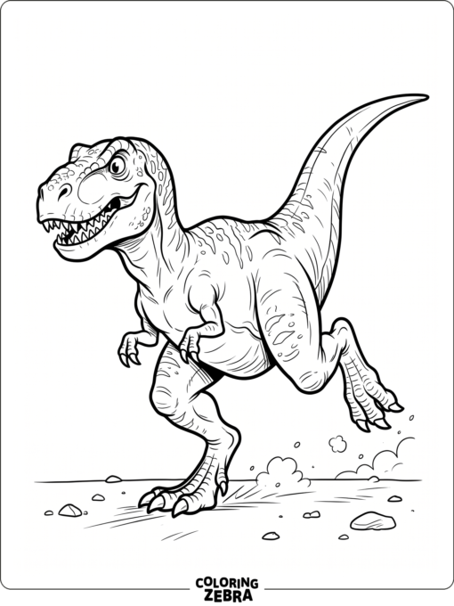 A running T rex with bent legs and a long tail